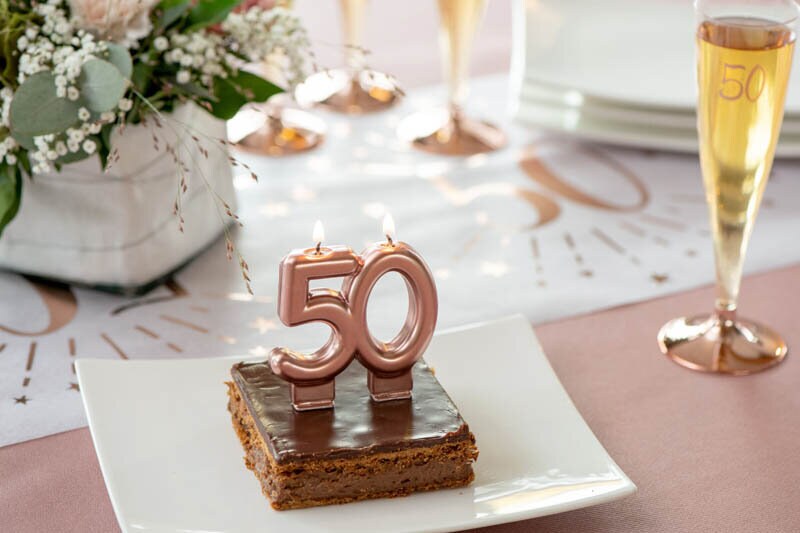 Taartkaars in Roségoud 50 jaar