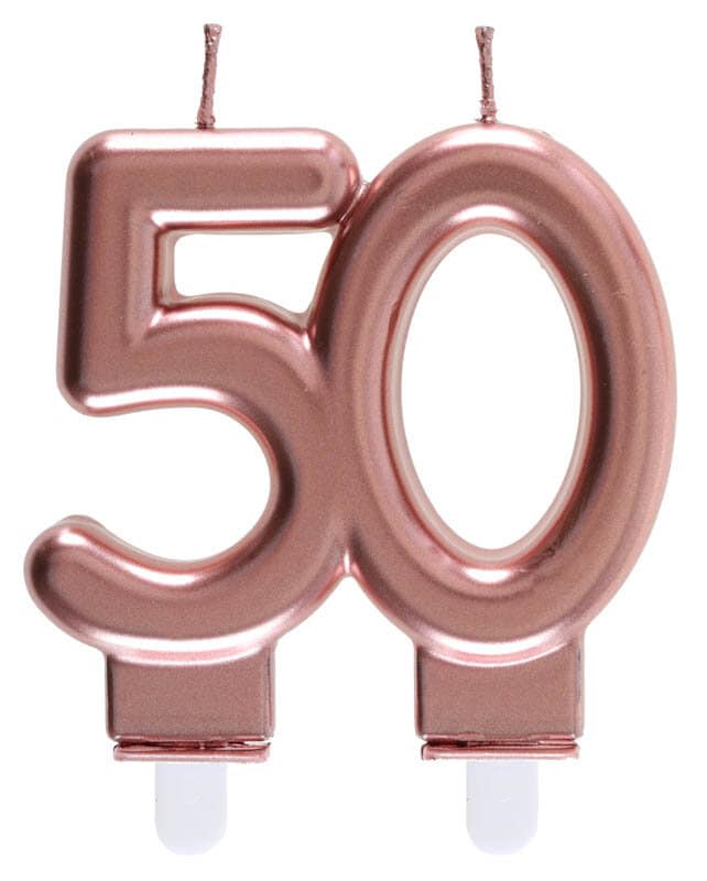 Taartkaars in Roségoud 50 jaar