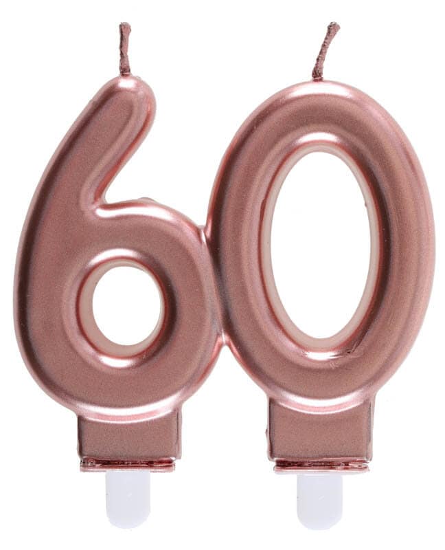 Taartkaars in Roségoud 60 jaar