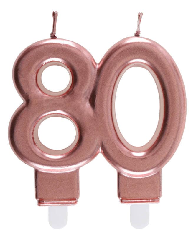 Taartkaars in Roségoud 80 jaar