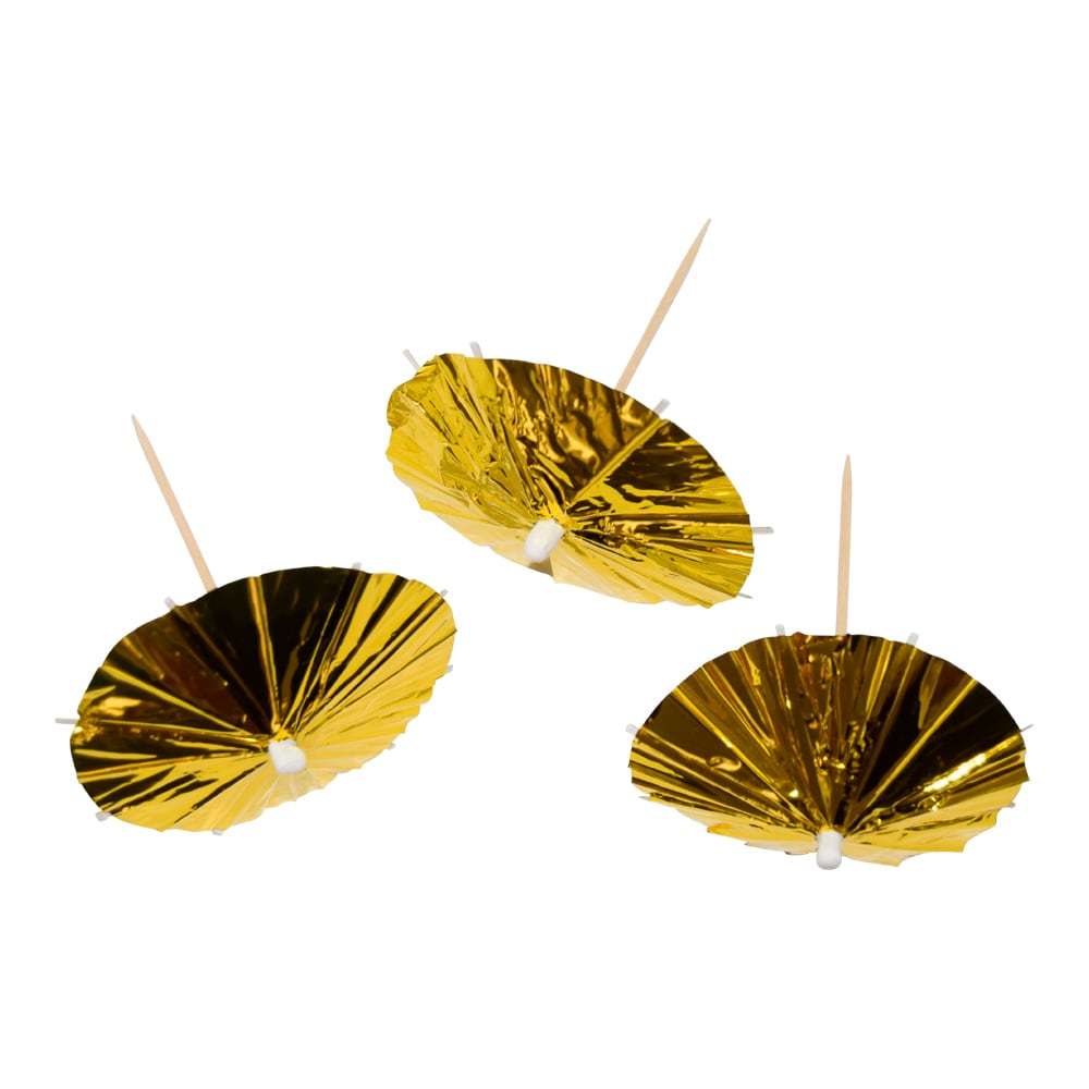 Partypicks Drinkparaplu's Goud 10 stuks