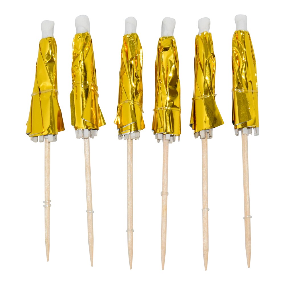 Partypicks Drinkparaplu's Goud 10 stuks