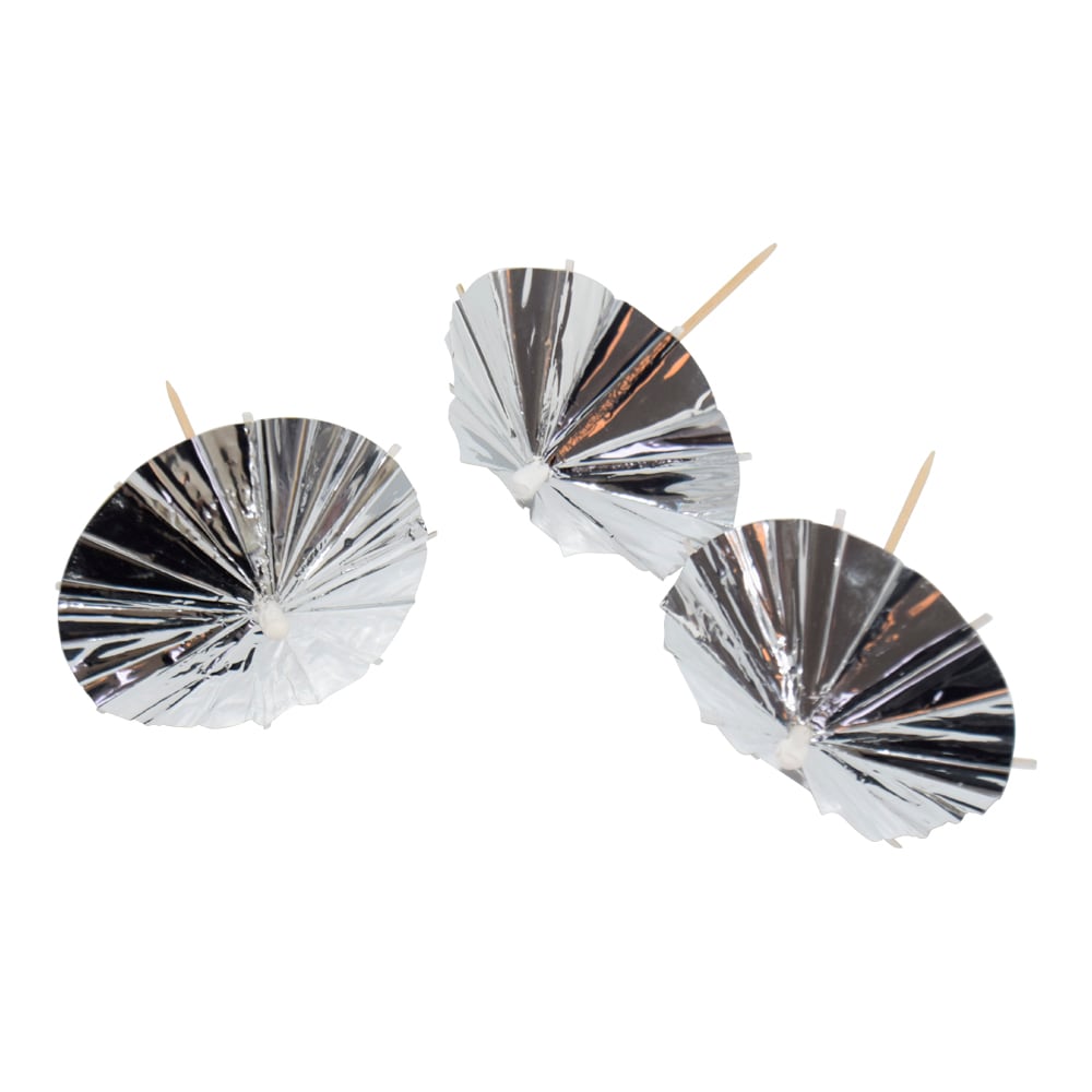 Partypicks Drinkparaplu's Zilver 10 stuks