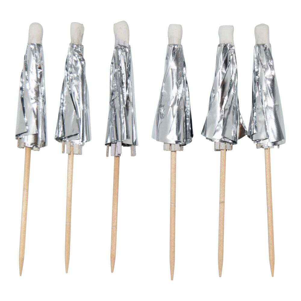 Partypicks Drinkparaplu's Zilver 10 stuks