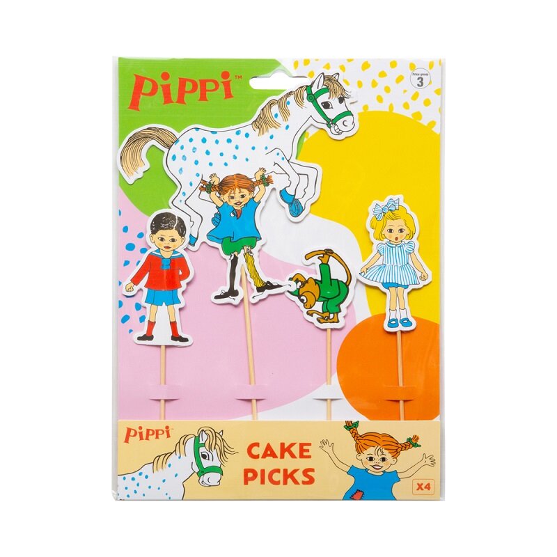 Pippi Langkous - Caketoppers 4 stuks