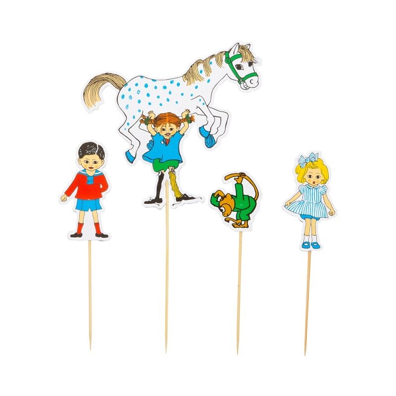 Pippi Langkous - Caketoppers 4 stuks