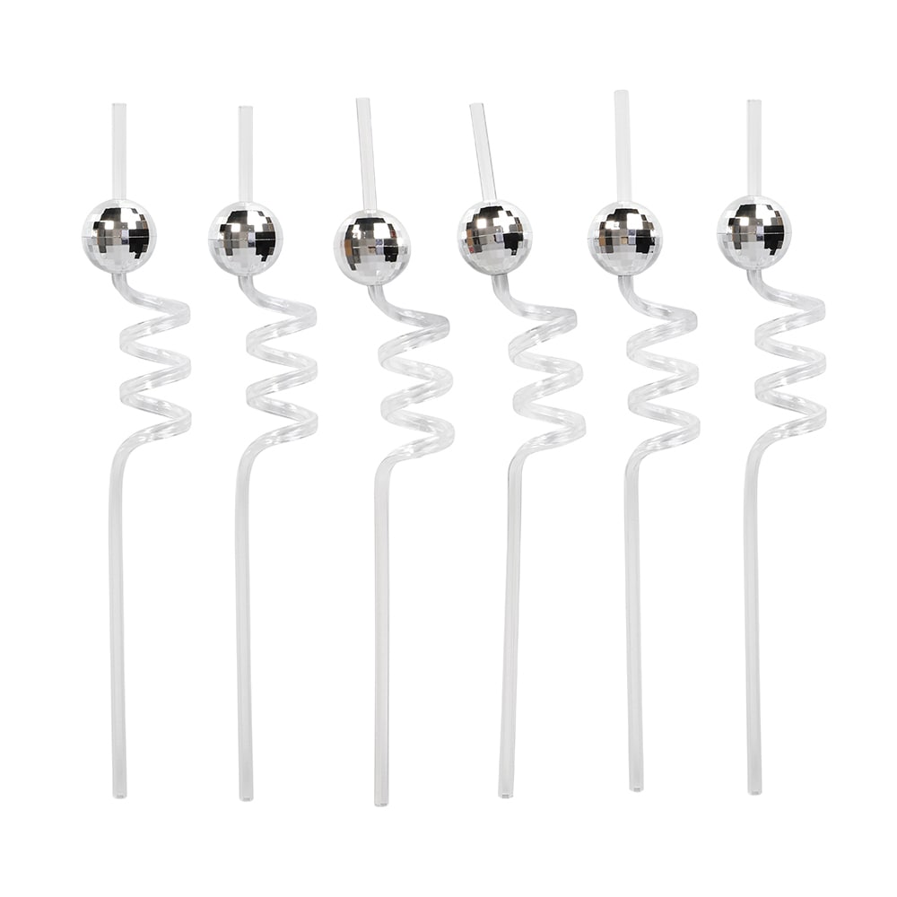 Rietjes met discoballen 6 stuks