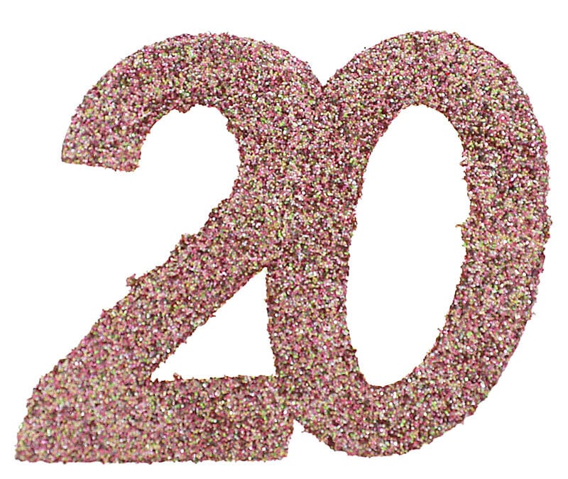 Grote confetti in roségoud 20 jaar 6 cm 6 stuks