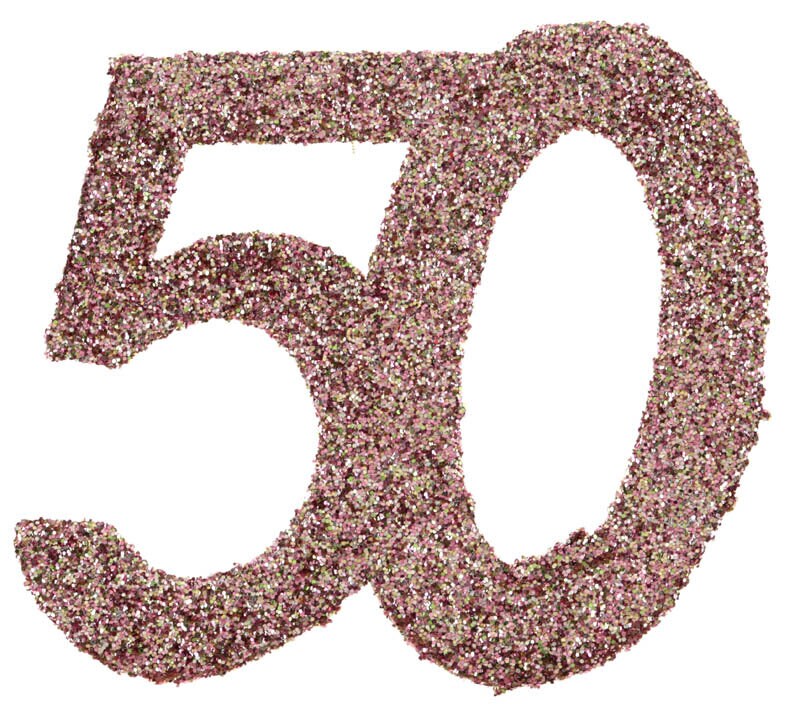 Grote confetti in roségoud 50 jaar 6 cm 6 stuks