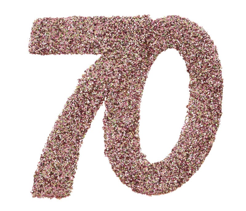 Grote confetti in roségoud 70 jaar 6 cm 6 stuks
