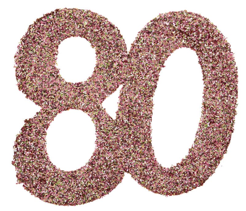 Grote confetti in roségoud 80 jaar 6 cm 6 stuks