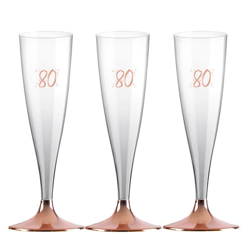 Party Proost glas 80 jaar roségoud 6 stuks
