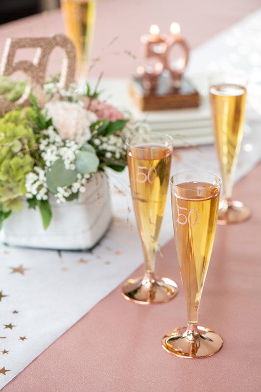 Party Proost glas 70 jaar roségoud 6 stuks