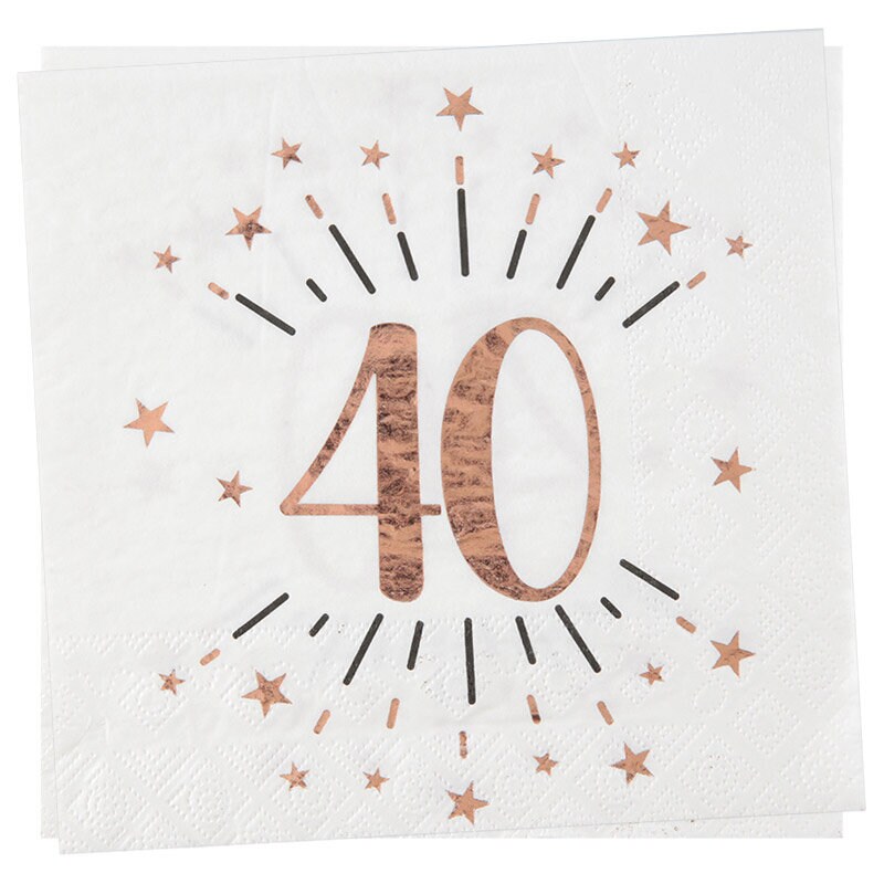 Roségoudglitter servetten 40 jaar 10 stuks