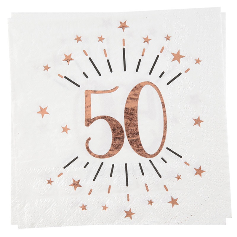 Roségoudglitter servetten 50 jaar 10 stuks