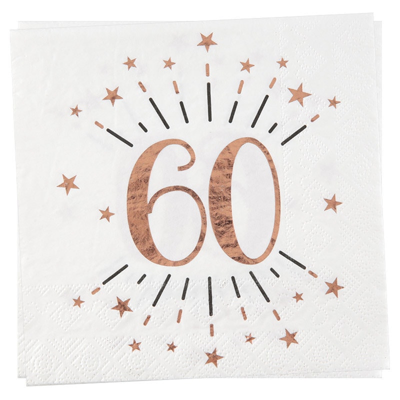 Roségoudglitter servetten 60 jaar 10 stuks