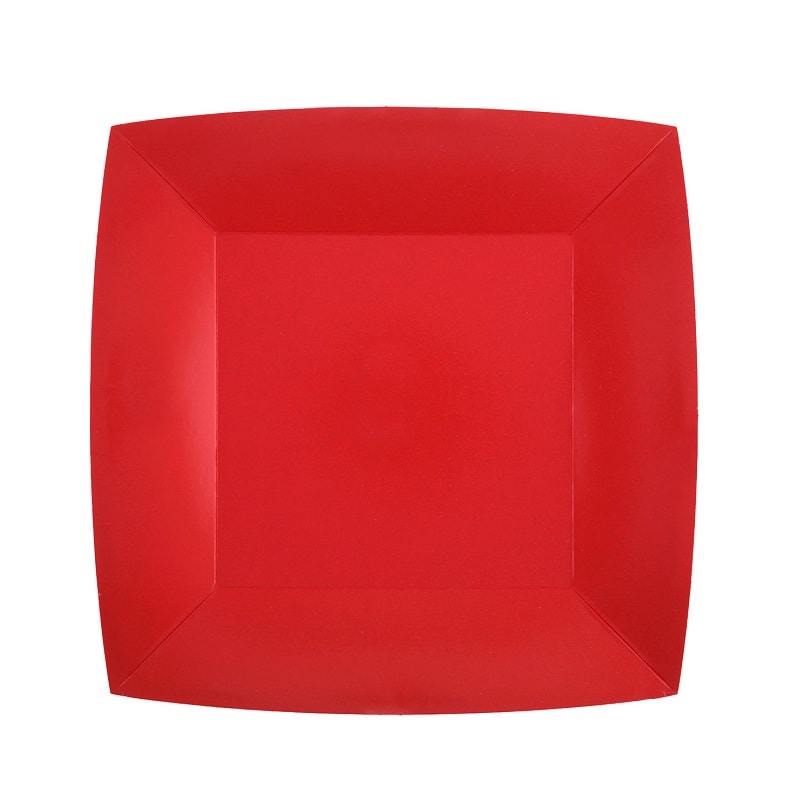 Bordjes Vierkant 18 cm - Rood 10 stuks