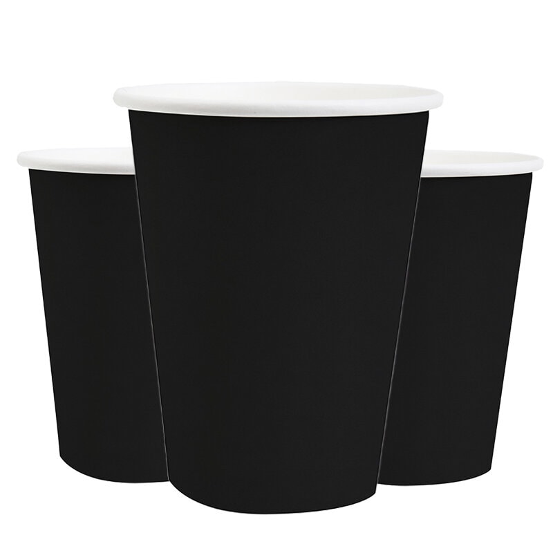 Papieren Bekers 250 ml - Zwart 10 stuks