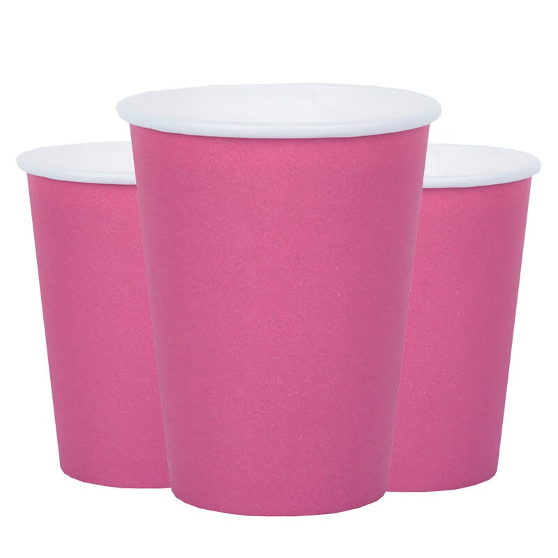 Papieren Bekers 250 ml - Felroze 10 stuks