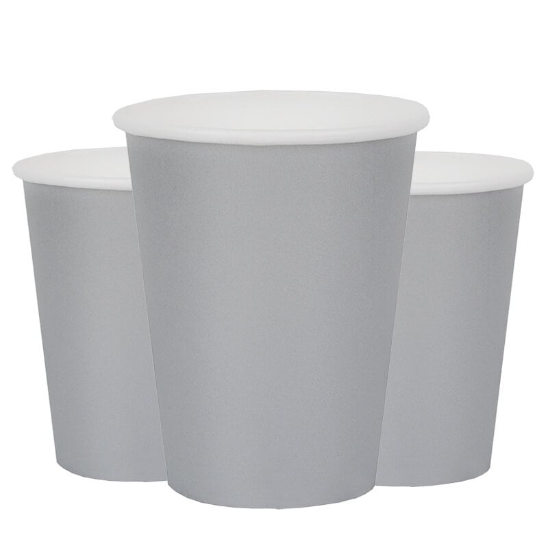Papieren Bekers 250 ml - Zilver 10 stuks