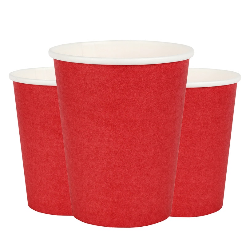Papieren Bekers 250 ml - Rood 10 stuks