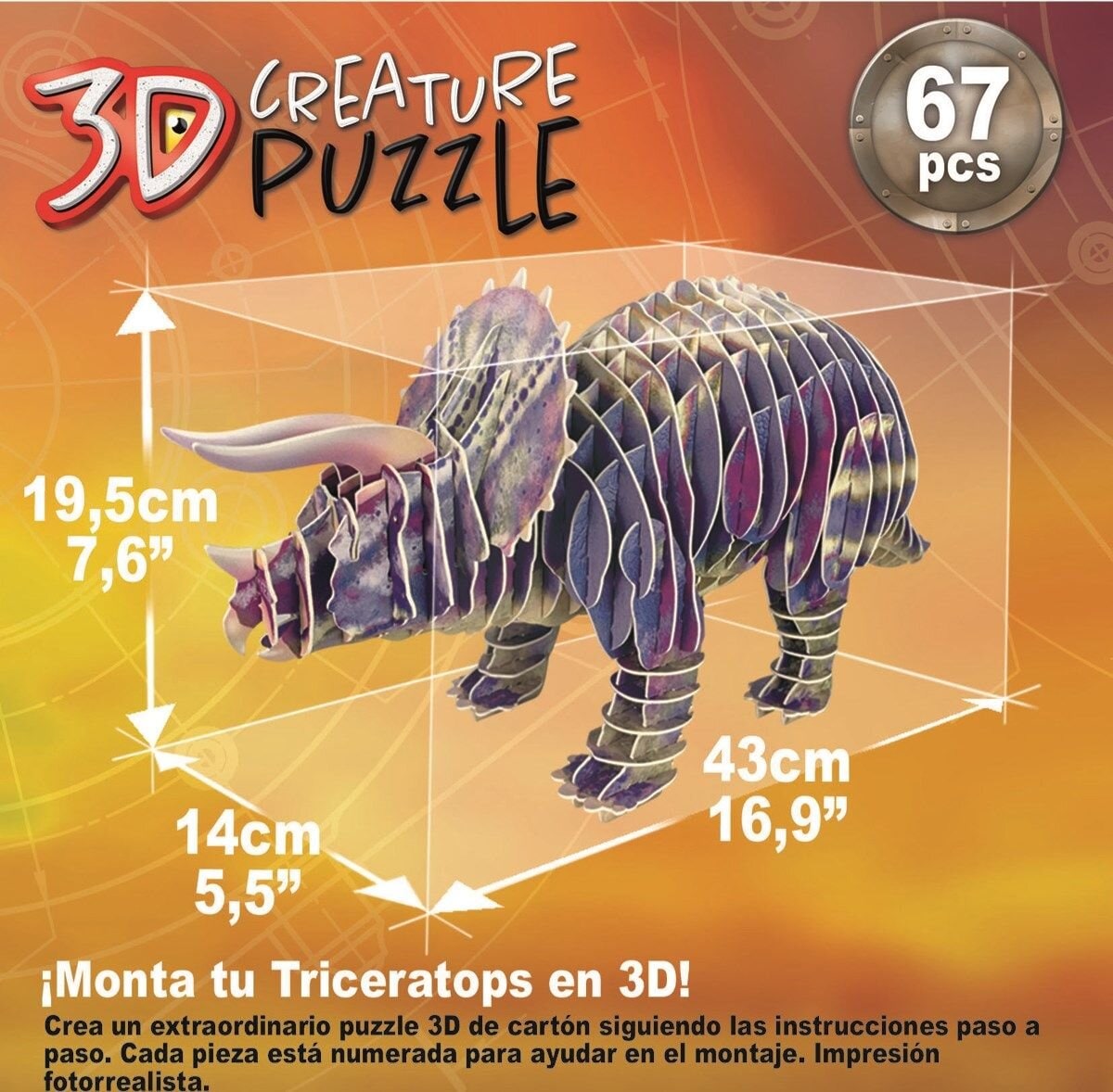 Educa 3D Puzzel - Triceratops 67 stukjes