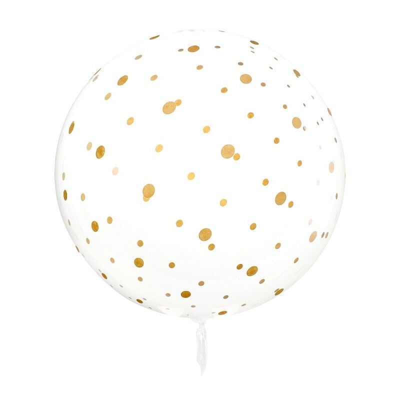 Ronde transparante ballon met gouden stippen 60 cm