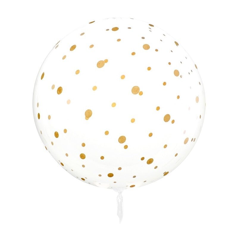 Ronde transparante ballon met gouden stippen 60 cm