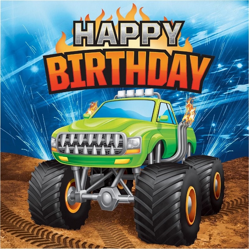 Monster Truck - Servetten Happy Birthday 16-pack