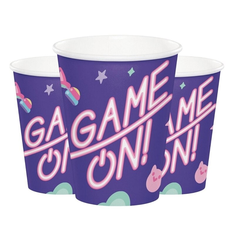 Game On Girl - Papieren bekers 8 stuks