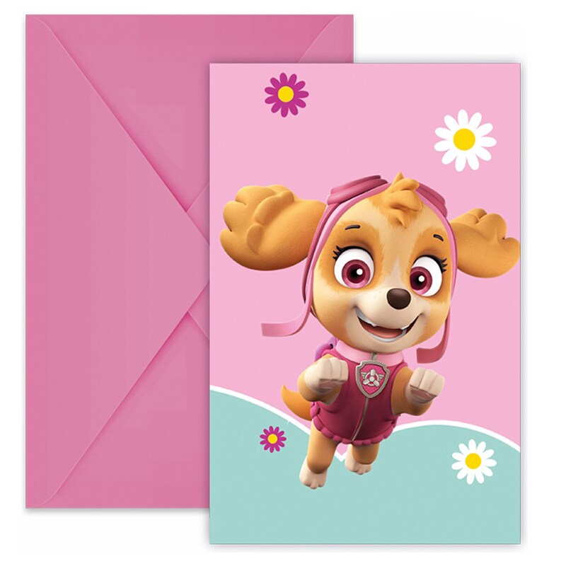 Paw Patrol Skye - Uitnodigingskaarten met enveloppen 6 stuks