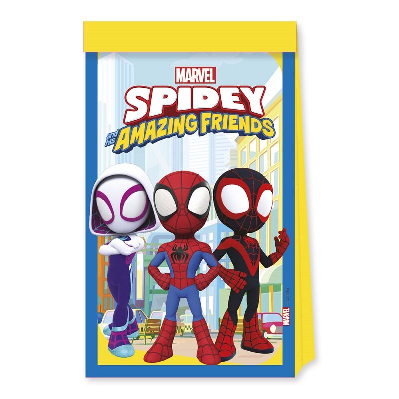 Spidey And His Amazing Friends - Uitdeelzakjes in papieren 4 stuks