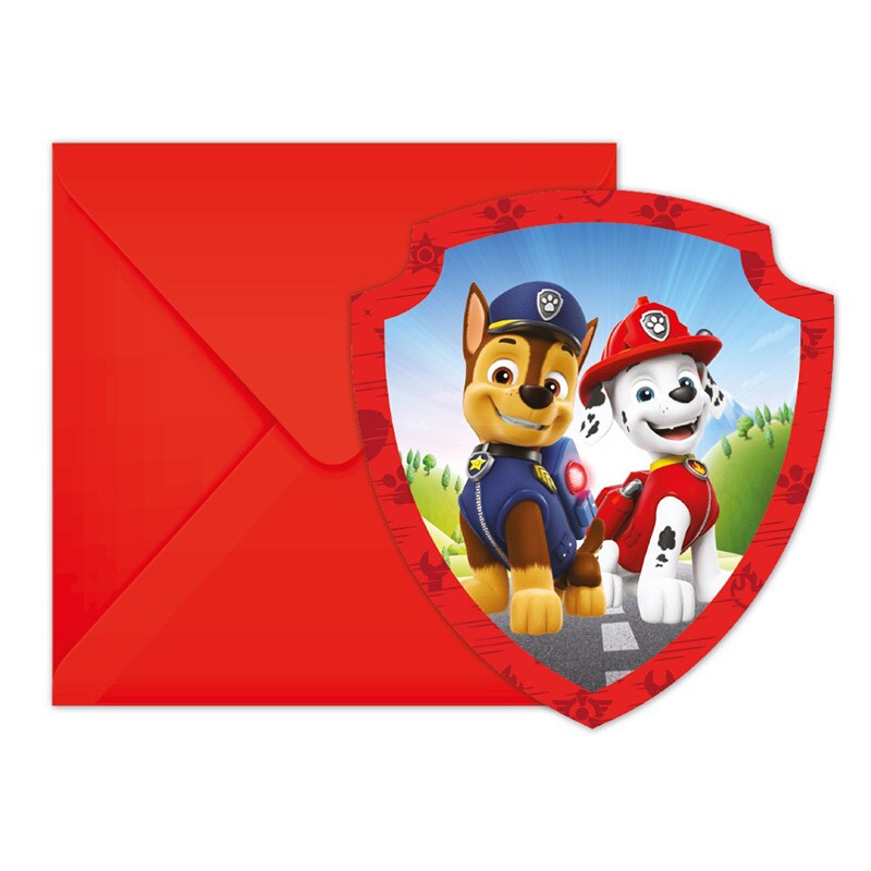 Paw Patrol - Uitnodigingskaarten met enveloppen 6 stuks