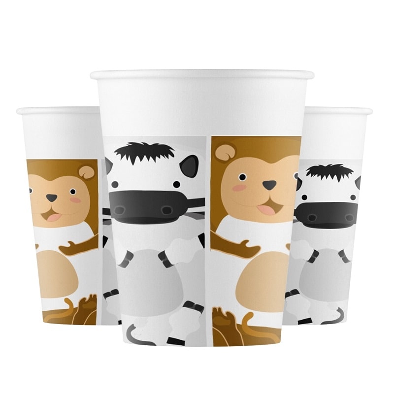 Zoo Animals - Papieren bekers 8 stuks