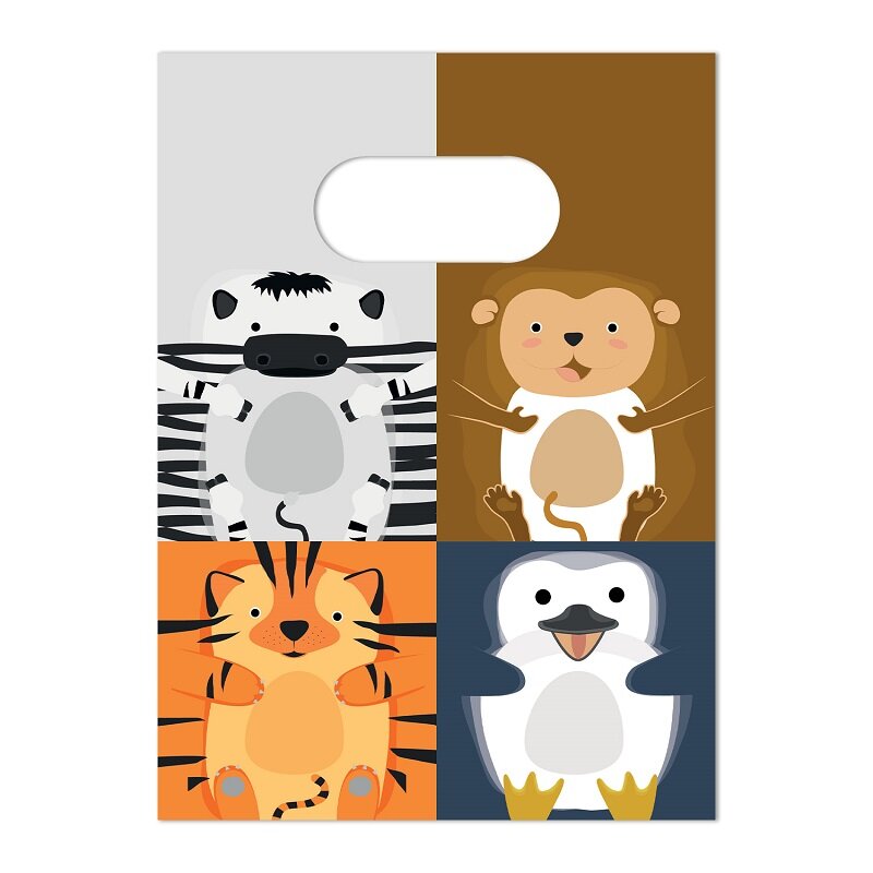Zoo Dieren - Papieren uitdeelzakjes 4 stuks