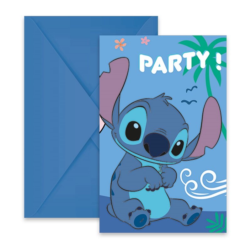 Lilo & Stitch - Uitnodigingskaartjes met enveloppen 6 stuks