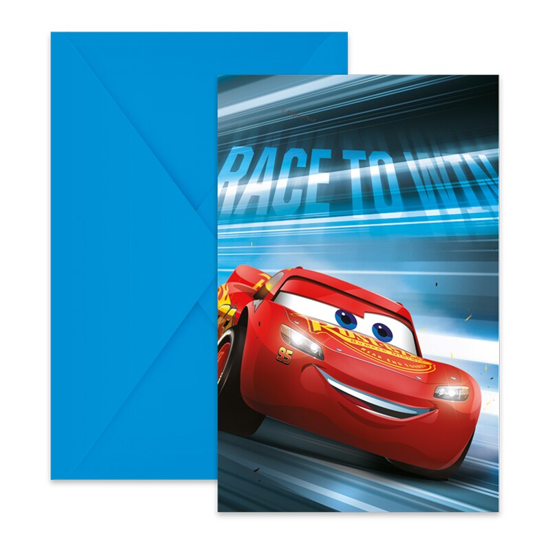 Disney Cars - Uitnodigingskaarten met enveloppen 6 stuks