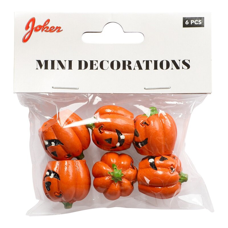 Halloweendecoratie - Kleine pompoenen 2,3 cm 6 stuks