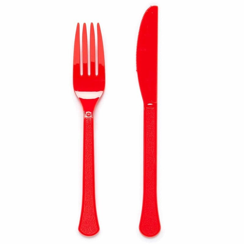 Plastic Bestek Rood 24 stuks