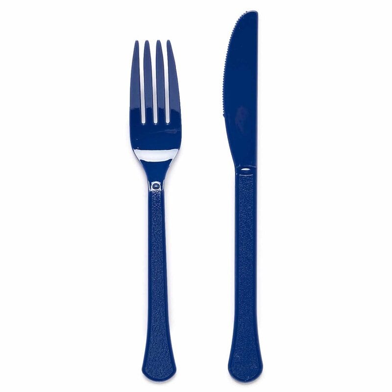 Plastic Bestek Donkerblauw 24 stuks