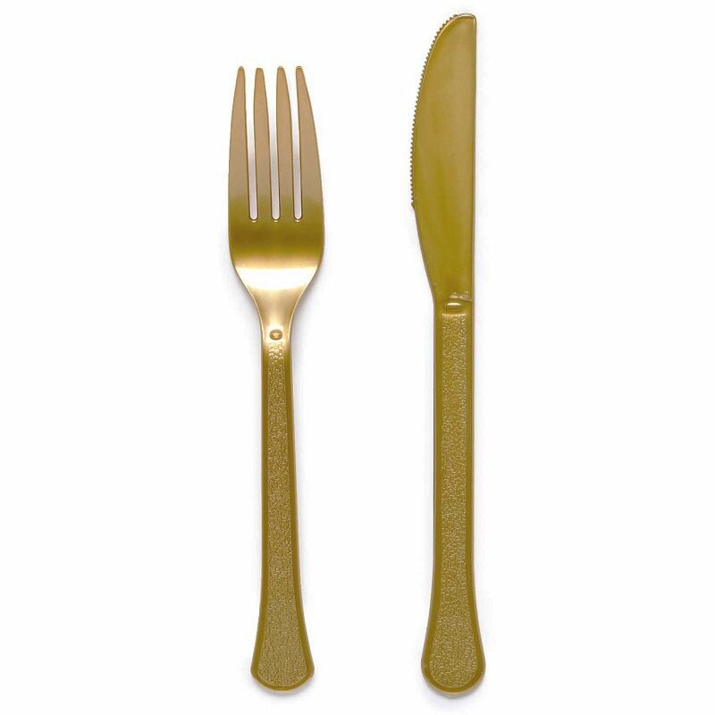 Plastic Bestek Goud 24 stuks