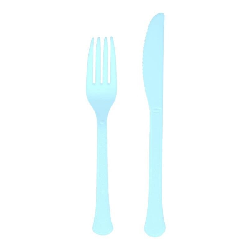Plastic Bestek Lichtblauw 24 stuks