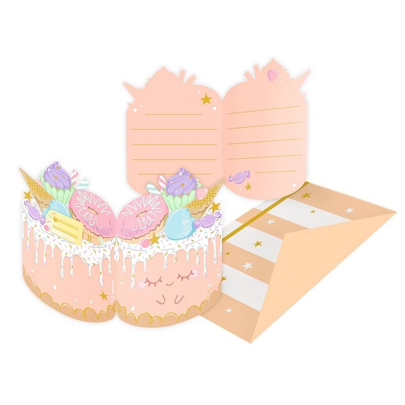 Crazy Cake - Uitnodigingskaartjes met enveloppen 8 stuks