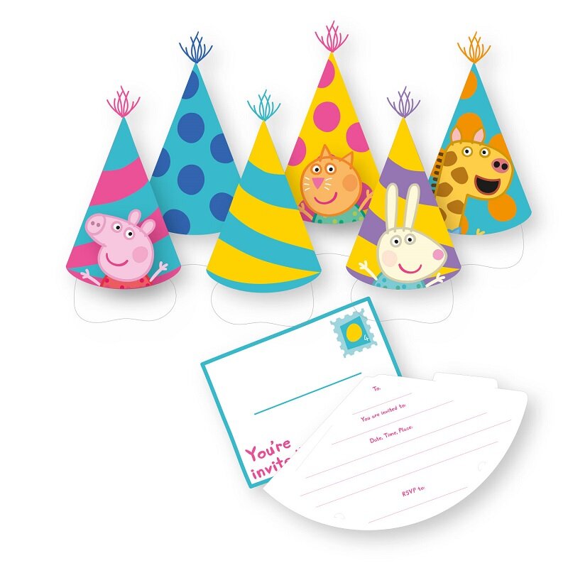 Peppa Pig Verjaardag - Uitnodigingskaartjes met enveloppen 6 stuks