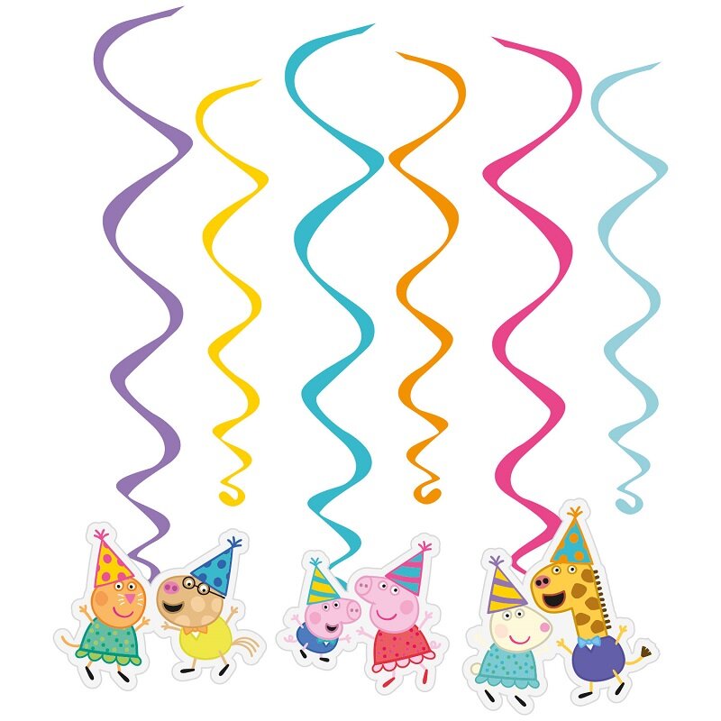 Peppa Pig Verjaardag - Hangdecoratie Whirls 6 stuks