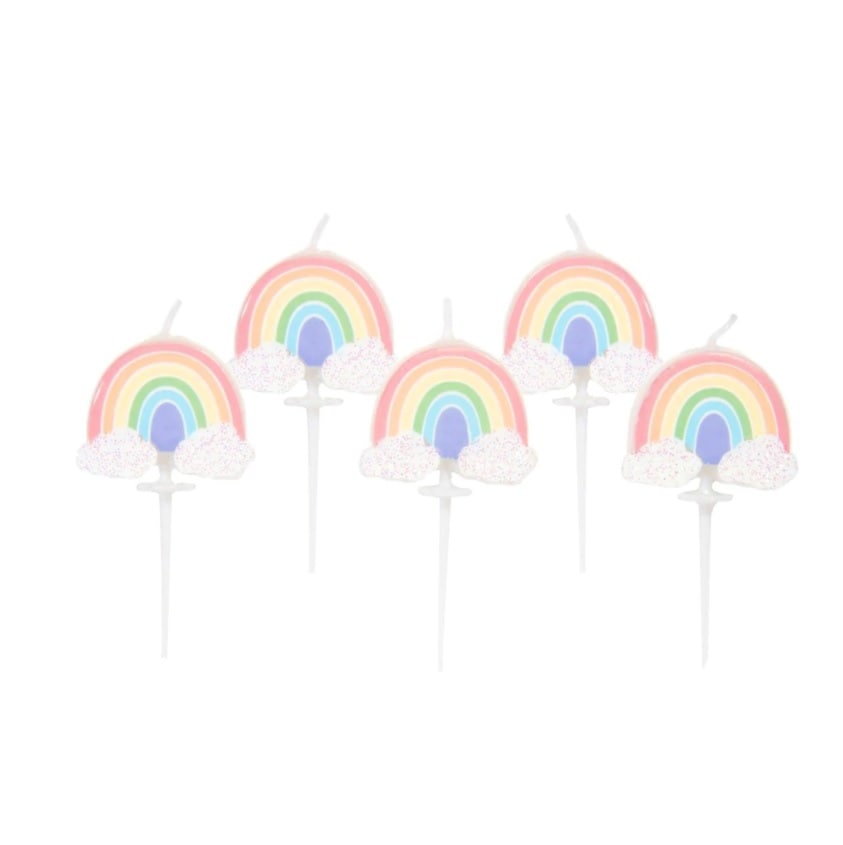 Taart Kaarsjes Pastel Rainbow 5 stuks