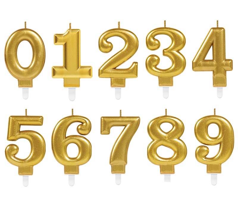 Taartkaarsjes in metallic goud 0-9