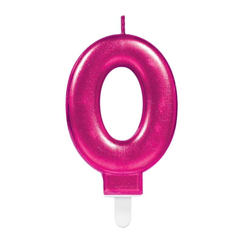 Taartkaarsjes in metallic roze 0-9