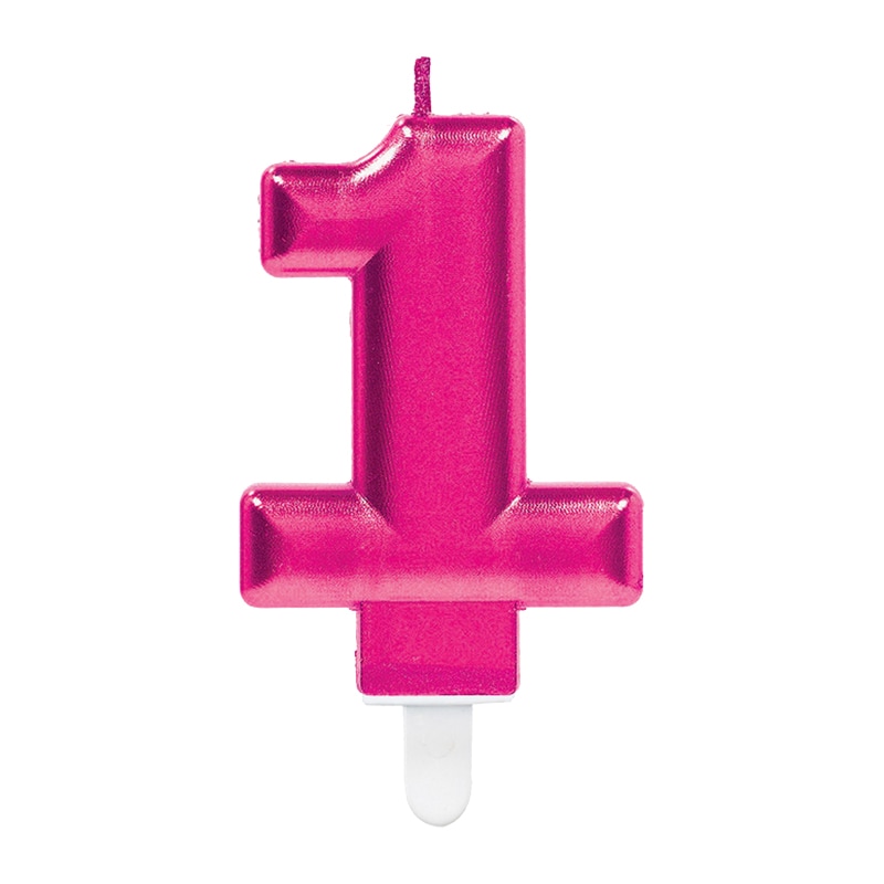 Taartkaarsjes in metallic roze 0-9