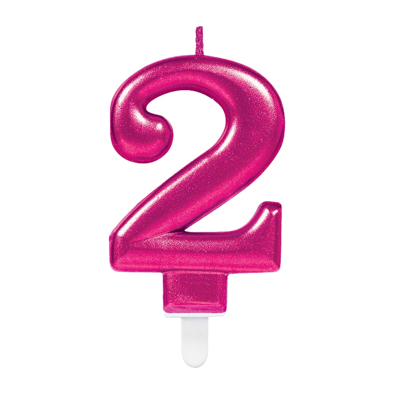 Taartkaarsjes in metallic roze 0-9